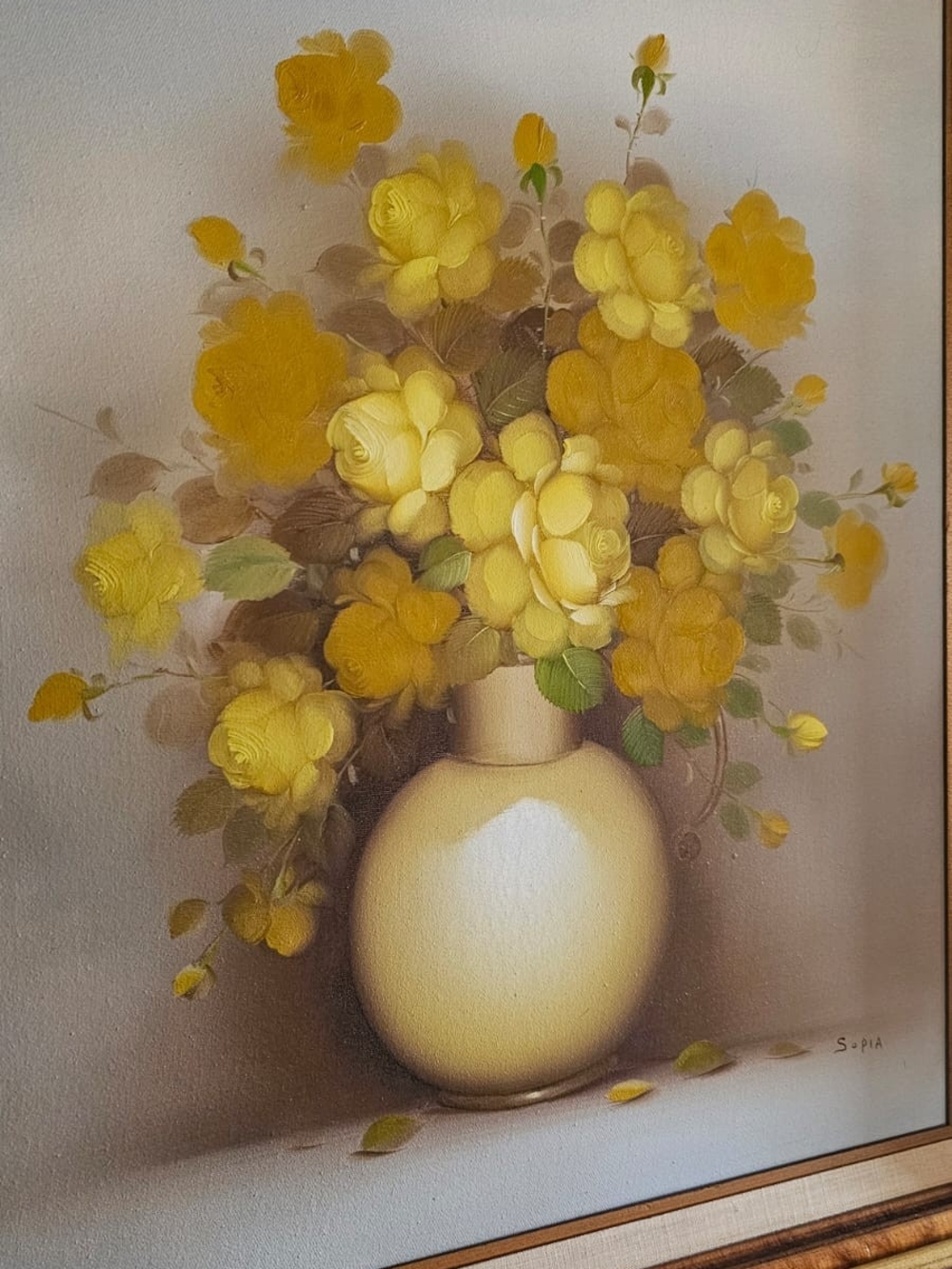 Yellow Floral Vase Canvas Wall Art - Unbranded
